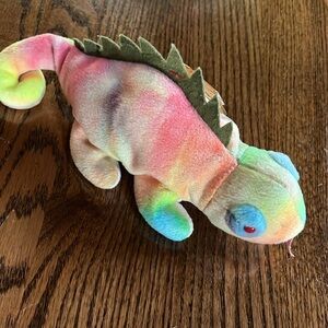 TY Beanie Baby IGGY 1997 multicolored rainbow mix red eyes tag protector